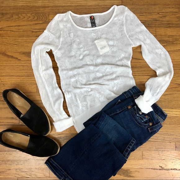 Free People Tops - Free People Crochet Butterflies Summer Jumper